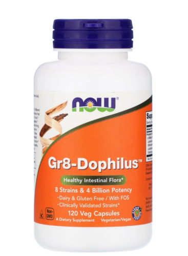 Now Foods Gr8-Dophilus (Пробиотик) 120 растительных капсул 