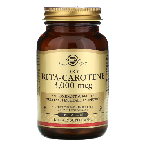 Solgar Сухой Бета-Каротин (Dry Beta-Carotene) 3000 мкг. 250 таб.