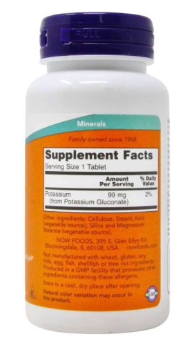 Now Foods Potassium Gluconate (Калий Глюконат) 99 мг. 100 таблеток
 фото 2