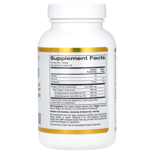 California Gold Nutrition Omega 800 Pharmaceutical Grade Fish Oil (рыбий жир фармацевтической степени чистоты, в форме триглицеридов) 1000 мг. 90 капсул фото 5