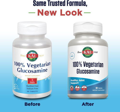 KAL 100% Vegetarian Glucosamine (100% вегетарианский глюкозамин) 1000 мг. 60 таблеток фото 2