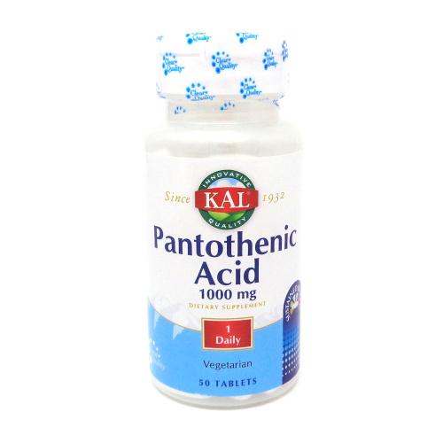 Pantothenic Acid 1000 мг (Пантотеновая Кислота) 50 таблеток (KAL)