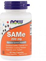 Now Foods SAMe (S-Аденозил-L-Метионин) 200 мг. 60 растительных капсул