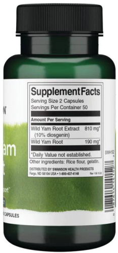 Wild Yam Root - Root & Extract (Корень дикого ямса - Корень и экстракт) 100 капсул (Swanson) фото 2