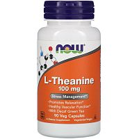 Now Foods L-Theanine (L-Теанин) 100 мг. 90 растительных капсул