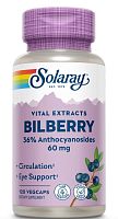 Bilberry 60 mg 36% Anthocyanosides Vital Extract (Экстракт Ягод Черники) 60 вег капсул (Solaray)