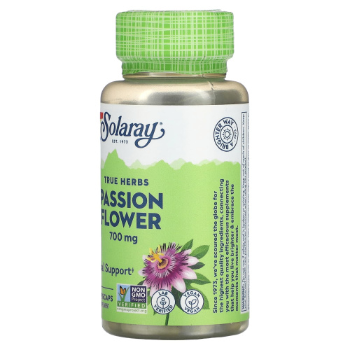 Solaray True Herbs Passion Flower (Пассифлора) 700 мг. 100 растительных капсул фото 2