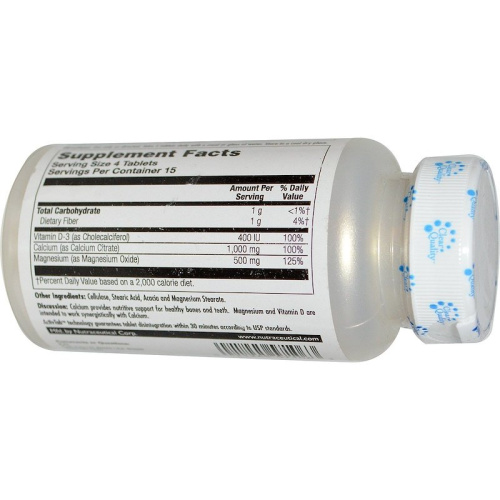 Cal-Citrate+ D3 & Mag 1000мг (Цитрат кальция с витамином Д3 и Магнием) 60 таблеток (KAL) фото 2