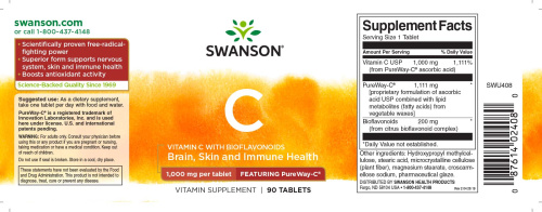 Vitamin C 1000 mg with Bioflavonoids PureWay-C 90 таблеток (Swanson) фото 2