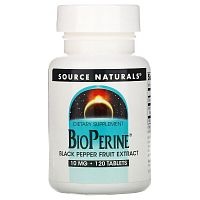 BioPerine 10 мг (Экстракт Черного Перца) 120 таблеток (Source Naturals)