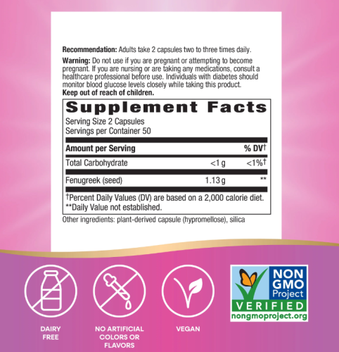 Nature's Way Fenugreek Seed (Семена пажитника) 1130 мг. 100 растительных капсул фото 2