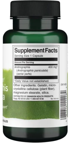 Full Spectrum Andrographis Paniculata (Андрографис метельчатый) 400 мг 60 капсул (Swanson) фото 2