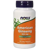 Now Foods American Ginseng (Американский Женьшень) 500 мг. 100 растительных капсул