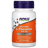 Now Foods L-Теанин (L-Theanine) 100 мг. 90 жевательных таблеток