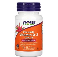 Chewable Vitamin D-3 1000 МЕ (жевательный витамин D3) 180 жевательных таблеток (Now Foods)