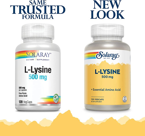 L-Lysine 500 mg (L-Лизин 500 мг) 120 вег капсул (Solaray) фото 3