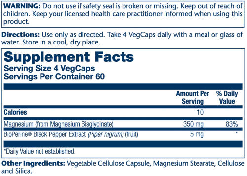 Solaray Magnesium Glycinate (Глицинат магния с высокой усвояемостью) 350 мг. 240 растительных капсул фото 3
