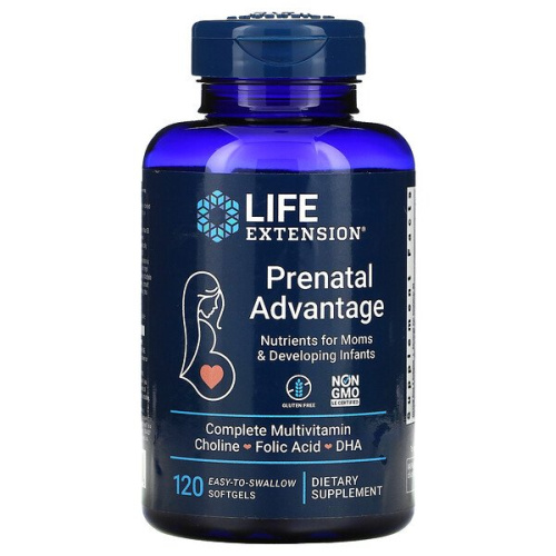 Life Extension Prenatal Advantage (Пренатальные витамины) 120 легко проглатываемых капсул