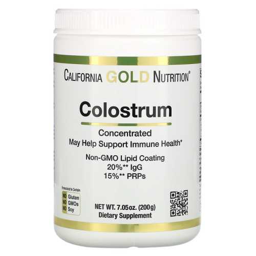 California Gold Nutrition Colostrum Powder Concentrated (Колострум, молозиво в порошке без ГМО) 200 г.