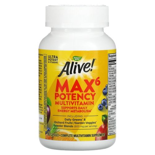 Alive! Max6 Potency (мультивитамины повышенной эффективности с железом) 90 капсул (Nature's Way) фото 4
