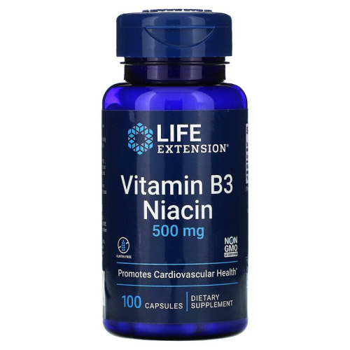 Life Extension Vitamin B3 Niacin (Витамин В3 Ниацин) 500 мг. 100 капсул