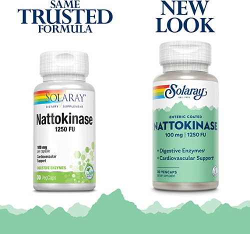 Nattokinase 100 mg / 1250 FU Entric Coated (Наттокиназа 100 мг) 30 вег капсул (Solaray) фото 3