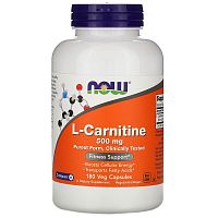 Now Foods L-Карнитин (L-Carnitine) 500 мг. 180 растительных капсул