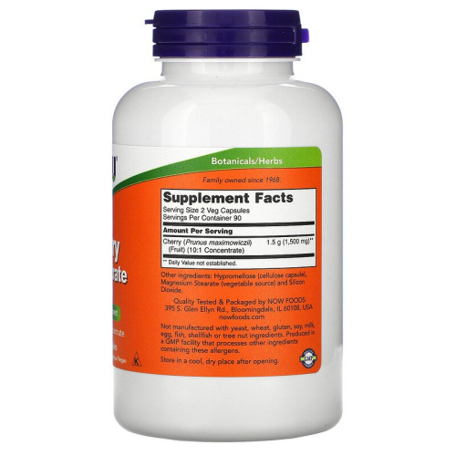 Now Foods Cherry Concentrate Концентрат вишни 750 мг. 180 растительных капсул фото 2