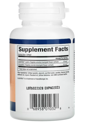 Lutein 20 mg Zeaxanthin 3,5 mg (Лютеин 20 мг) 60 гелевых капсул (Natural Factors) фото 3