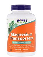 Now Foods Magnesium Transporters (Переносчики магния) 120 мг. 180 растительных капсул