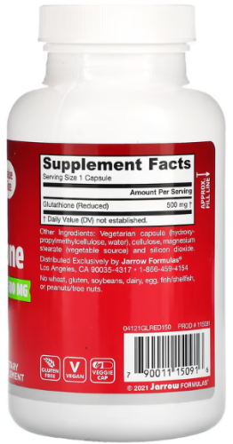 Glutathione Reduced (Глутатион восстановленный) 500 мг 150 вег капсул (Jarrow Formulas) фото 2