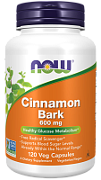 Now Foods Cinnamon Bark (Кора Корицы) 600 мг. 120 растительных капсул