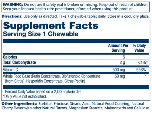 Vitamin C 500 mg Chewables (Жевательный Витамин C 500 мг) 100 таблеток (Solaray) фото 4