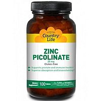 Zinc pikolinate 25 mg (Пиколинат цинка 25 мг) 100 таблеток (Country Life)