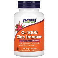 C-1000 Zinc Immune (C-1000 с цинком для укрепления иммунитета) 90 вег капсул (Now Foods)
