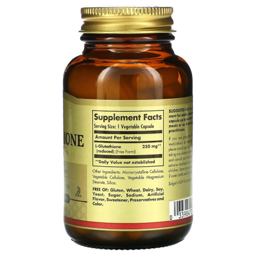 Solgar L-Glutathione (L-Глутатион) Reduced 250 мг. 60 растительных капсул фото 2