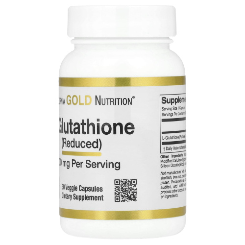 L-Glutathione (Reduced) 500 mg (Глутатион восстановленный) 30 вег капсул (California Gold Nutrition) фото 6