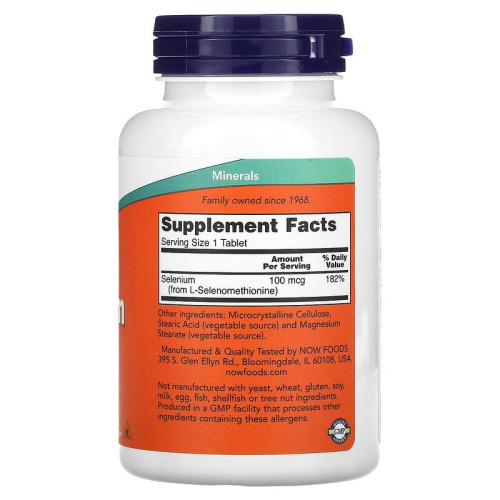 Now Foods Selenium Yeast-Free (Селен без дрожжей) 100 мкг. 250 таблеток фото 2