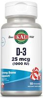 Vitamin D-3 25 mcg (1000 IU) With Xylitol Витамин Д-3 25 мкг (1000 МЕ) 100 жев. таблеток (KAL) 