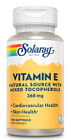 Solaray Vitamin E Natural Source With Mixed Tocopherols (Натуральный источник витамина E со смесью токоферолов) 268 мг. 100 мягких капсул