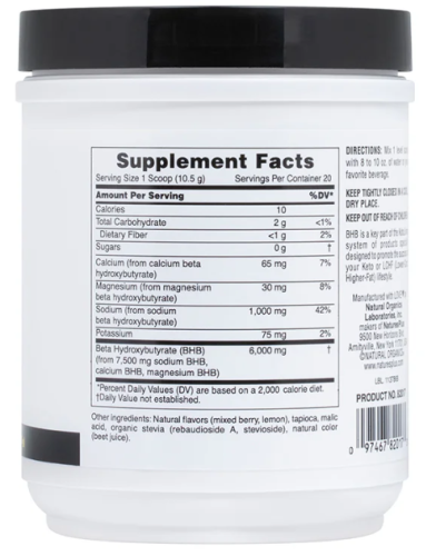 NaturesPlus BHB Keto Living (Бета-гидроксибутират со вкусом ягодного лимонада) 210 г. фото 5