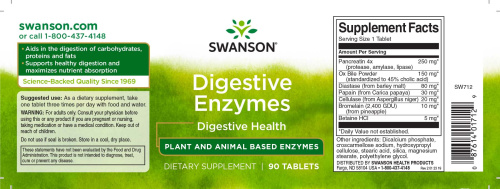 Digestive Enzymes (Пищеварительные ферменты) 90 таблеток (Swanson) фото 2
