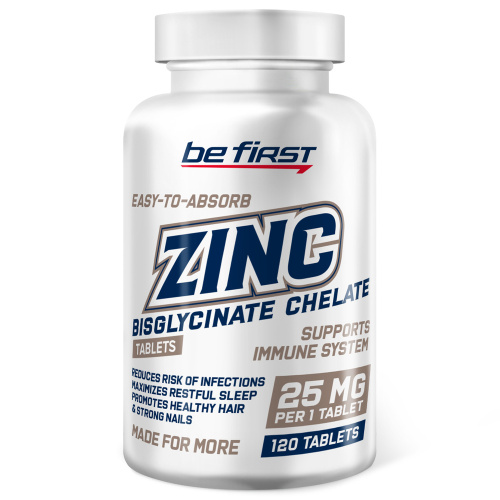 Be First Zinc Bisglycinate Chelate (Цинк Бисглицинат Хелат) 25 мг. 120 таблеток