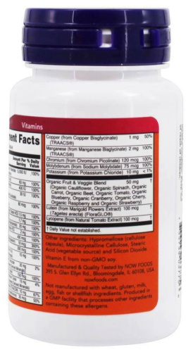 Now Foods Daily Vits (Дейли Витс, Мультивитаминный комплекс) 30 растительных капсул фото 2