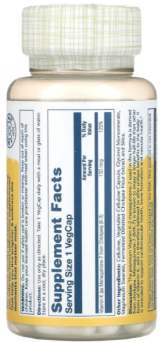Solaray Витамин K2 тройной силы действия, менахинон-7 (Triple Strength Vitamin K-2 Menaquinone-7) 150 мкг. 30 растительных капсул фото 2