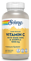 Solaray Vitamin C with Rose Hips & Acerola (Витамин C, с шиповником и ацеролой медленного высвобождения) 1000 мг. 250 растительных капсул