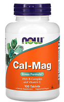 Now Foods Cal-Mag Stress Formula (Кальций и Магний + Витамины B и Витамин C от стресса) 100 таблеток