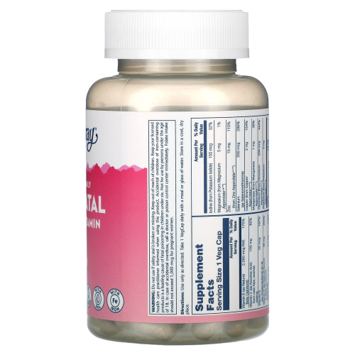 Solaray Once Daily Prenatal Multivitamin (Мультивитамины для беременных) 90 растительных капсул  фото 2