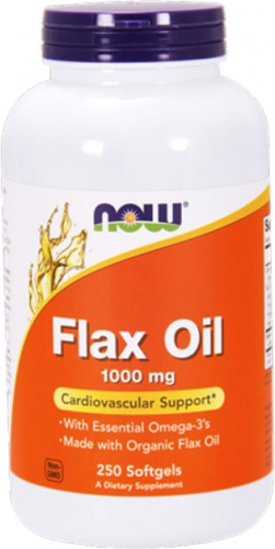 Flax Seed Oil Organic 1000 мг (Органическое Льняное Масло) 250 гел капс (Now Foods)_