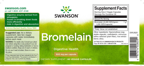 Bromelain 500 mg (Бромелайн 500 мг) 60 вег капс (Swanson) фото 5